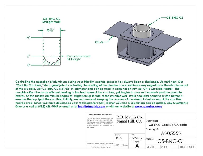 Flyer - Cool Lip Crucible "C5-BNC-CL"