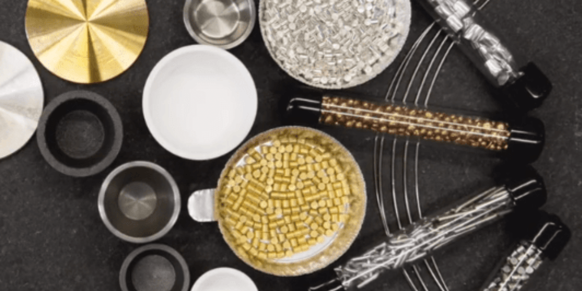 Blog Header – Sputtering Targets Evaporation Materials Display of different evaporation materials for physical vapor deposition, including sputtering targets, pellets, and e-beam liners