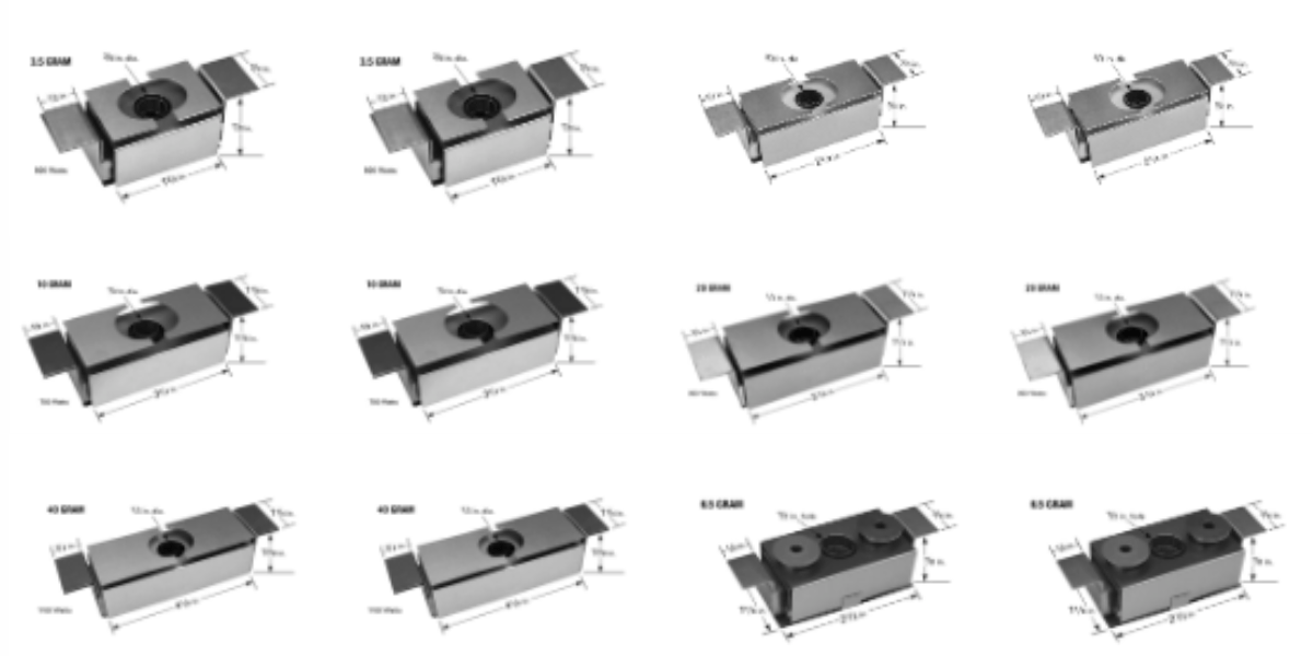Image of baffled box sources for thermal evaporation, used for comparison against thermal boats
