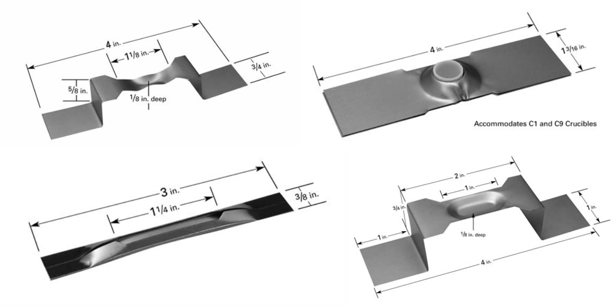 Blog Header – Tungsten, Tantalum and Molybdenum Boats Example of different designs for Tungsten, Tantalum and Molybdenum boats used in thermal evaporation