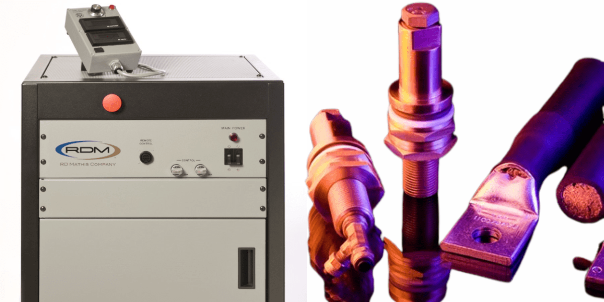 High current low voltage power supply next to lugs and feedthroughs for thermal evaporation
