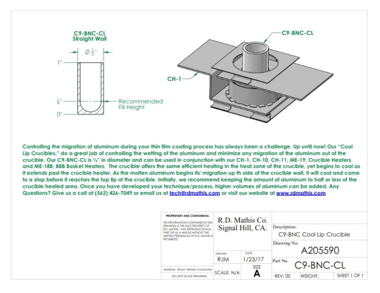 Flyer - Cool Lip Crucible - "C9-BNC-CL"